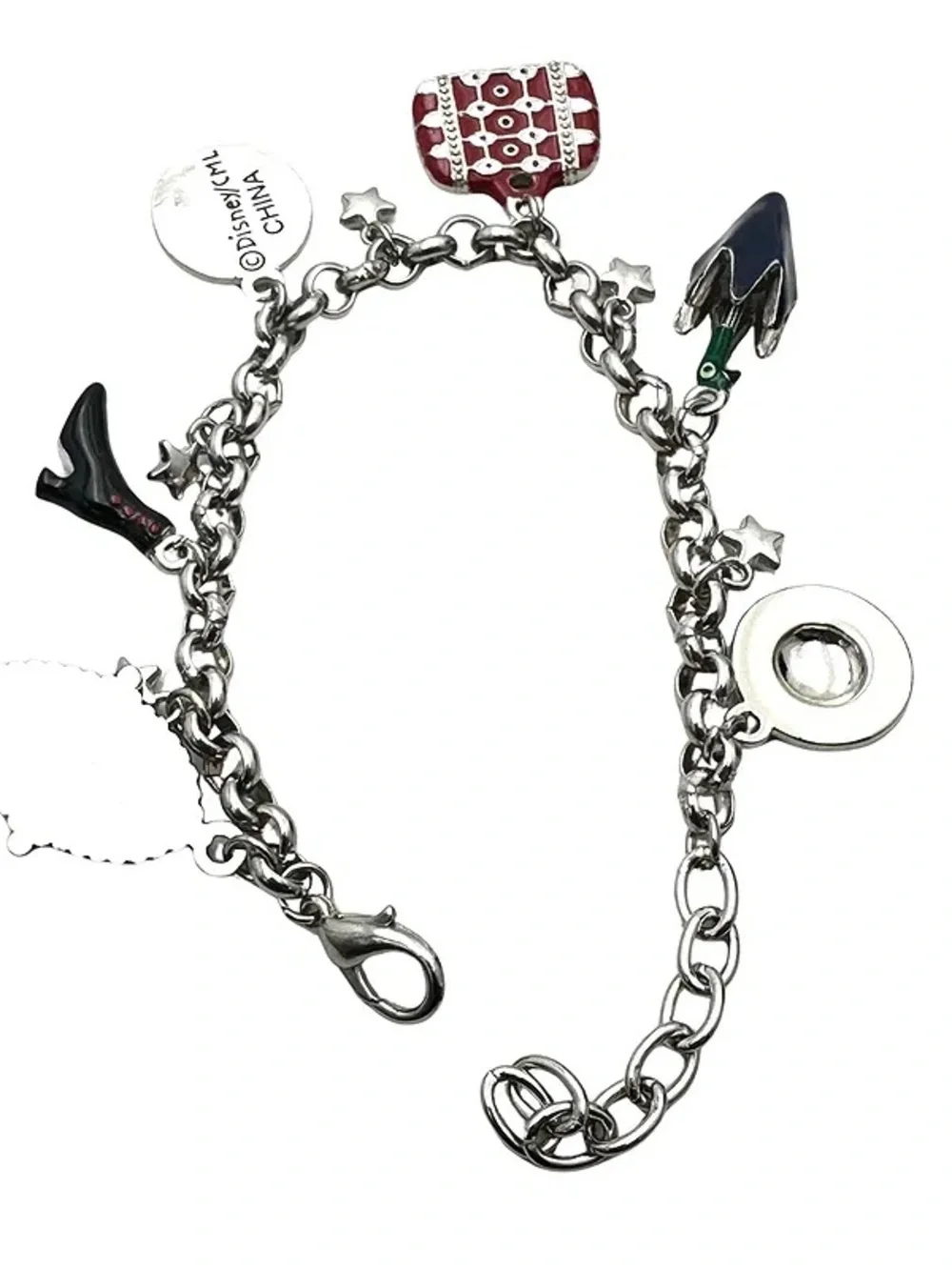 Disney Mary Popins Silver Tone Enamel Charm Bracelet 7 Inch